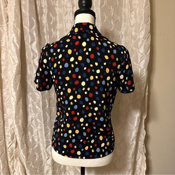 Reformation Cuba Top in Fiesta Black Polka Dot Button Front Boxy Mid Century Mod - Picture 4 of 12